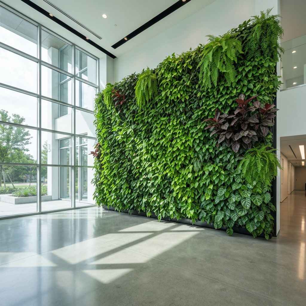 Living wall in a modern corporate lobby